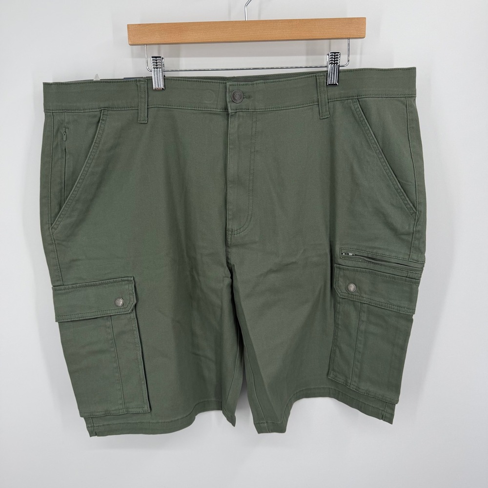 Iron Co Stretch Cargo Shorts Mens 44 Green Regular Fit Twill Multi‎ Pocket